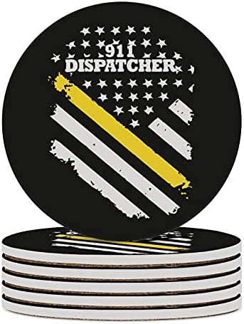 911 משגר דק זהב קו דגל סופג קרמיקה תחתיות עבור משקאות 3.9 קוטר עגול כוס שולחן מחצלות מודפס