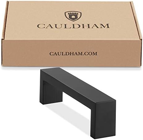 Cauldham מוצק ארון נירוסטה חומרה מרובעת מרובעת משוך שחור מט - 10 חבילות