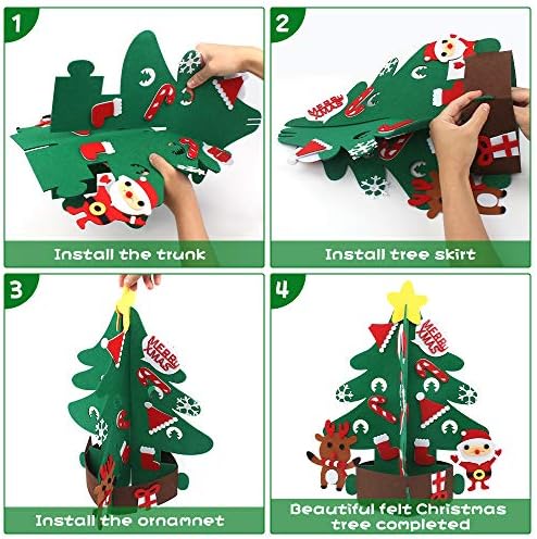 Kulannder 1 חתיכות מורגשות עץ חג המולד, עץ חג המולד הרגיש DIY, עץ חג המולד קישוט עץ 3D, עץ חג המולד לילדים מתנות לקישוט הבית