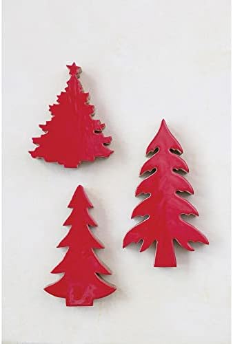 שיתוף פעולה יצירתי עץ חג המולד של עץ מנגו אמייל, אדום