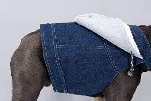 K9 ללבוש ז'קט ג'ינס כלבים עם מכסה המנוע - קפוצ'ון ז'ק ג'ין כלב אופנתי - בגדי כלבים איכותיים לאיכותיים לכלבים בינוניים וגדולים קטנים