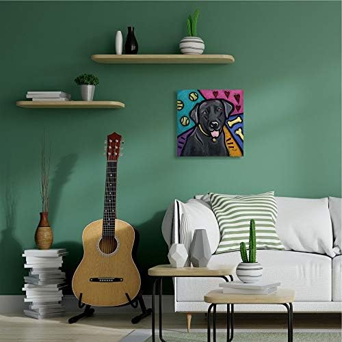 תעשיות סטופל צבעוניות צבעוניות שחורות לברדור חיות מחמד כלב, עיצוב מאת האמן אריק וו וו וול אמנות, 24 x 1.5 x 24, בד