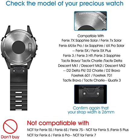 להקות של Lappets Lapped Silicone Watchs תואמות fenix 5x פלוס פס 26 ממ שעון רצועות שורש כף יד החלפה לפניקס 7x/fenix 6x Pro/fenix 6x/d2 Delta PX/Tactix Delta/Dence MK2
