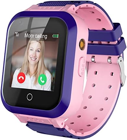שעונים חכמים של 4G ילדים, IP67 אטום מים £ Wifi GPS גשש ילדים שיחת טלפון שעון חכם לבנות בנות, מגע מסך טלפון סלולרי מצלמת קול וידאו צ'אט אנטי-אבוד SOS צעצוע לומד
