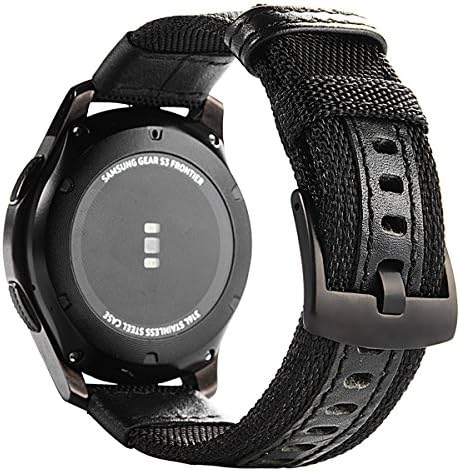 Maxjoy Galaxy Watch 46 ממ/ Galaxy Watch 3 להקות 45 ממ, Gear S3 Frontier להקת ניילון קלאסית, 22 ממ רצועת החלפת שחרור מהיר מהיר תואם צמיד ספורט תואם Samsung Gear S3 Smart Watch, שחור