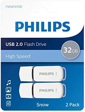 כונן פלאש של פיליפס 32 ג'יגה -בייט, 2 חבילות, מהדורת שלג USB 2.0 - לבן/אפור