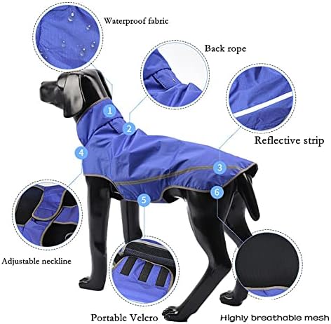 מעילי גשם של כלבים מעובדים לכלבים קטנים בינוניים גדולים אטומים למים ז'קט גשם נושם פונצ'ו רפלקטיבי עם חור רצועה