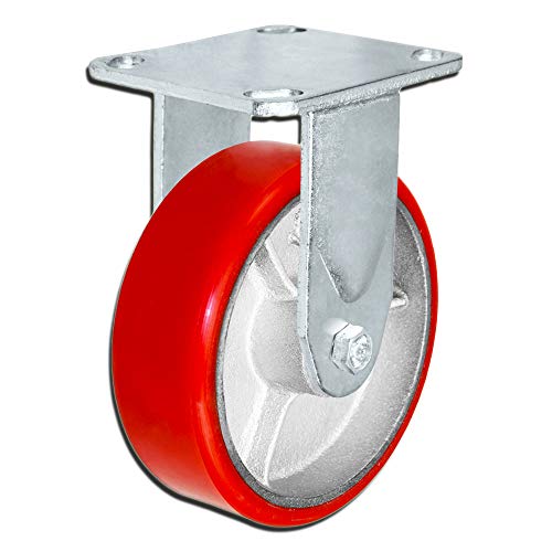 Caster Barn - ארגז כלים כבד מוטב עם פוליאוריטן אדום על גלגלי פלדה, 1,250 פאונד קיבולת לגלגלית, 6 גודל
