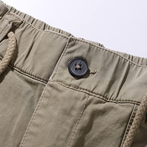 Miashui עם מכנסי מטען קיץ זכר בצבע אחיד עם כיס רב -כיס קשור מכנסיים בצבע מוצק מכנסי מטען גברים נינוחים