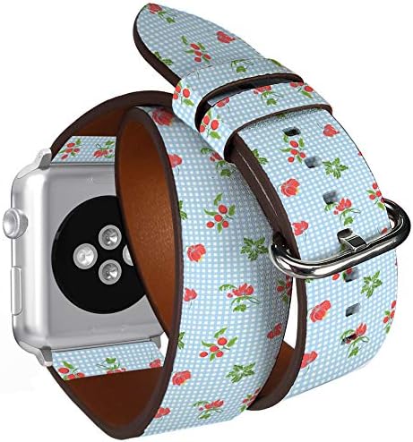 תואם לסדרת Apple Watch 1,2,3,4 - רצועת צמיד כפול רצועת צמיד חכם להקת שעון חכמה - פרחים רקומים וינטג '