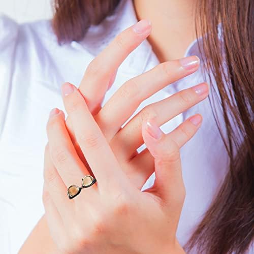 משקפיים חמודות טבעת לילדות נוער פותחות טבעת אצבעות מצחיקה מתכווננת לנשים משקפי מיני אופנה שחורים טבעת לצעצוע