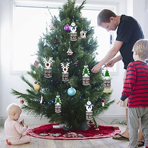 מחזיק כספי עץ ייחודי לחג המולד למתנה במזומן, מחזיק כספי מעץ בעבודת יד עץ חג המולד, איילים, איש שלג עם 10 חורים להניח כסף, עץ חג המולד, תלייה, קישוט שולחן שולחן