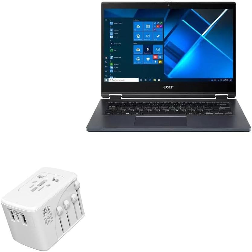 מטען גלי Box התואם ל- Acer TravelMate P4 - מטען קיר PD בינלאומי, 3 מתאם מטען בינלאומי USB וממיר - Winter White