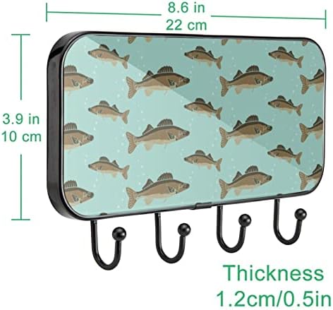דגי דגים דפוסים דפוס מעיל דפוס מעיל קיר קיר, מתלה מעיל כניסה עם 4 חיבור לעיל מעיל גלימות ארנק מגבות כניסה לחדר אמבטיה סלון