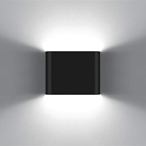 Kawell 6W עמיד למים קיר מודרני קיר קיר LED קיר נורה במורד אלומיניום קיר מנורת הובלה מקורה חיצוני לסלון אמבטיה מסדרון מרפסת טרקלין מסדרון, 6000K שחור
