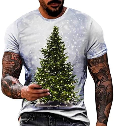 חולצות טריקו של שרוול קצר של ZDDO לחג המולד לגברים, 2022 חג המולד מצחיק סנטה קלאוס הדפס o