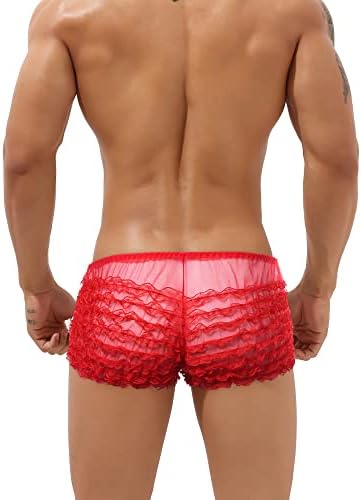 Yoobng Mens Mesh Tite Boxer Boxer תקצירי הלבשה תחתונה סיסי קרועים פרועים ראו דרך הלבשת הלבשה תחתונים