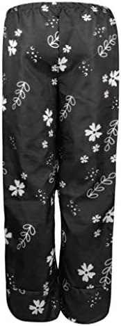 מכנסי פשתן של ניאנטי לנשים Palazzo Plup Plin Size מכנסיים רופפים מכנסיים פשתן חוף מוצק מודפס