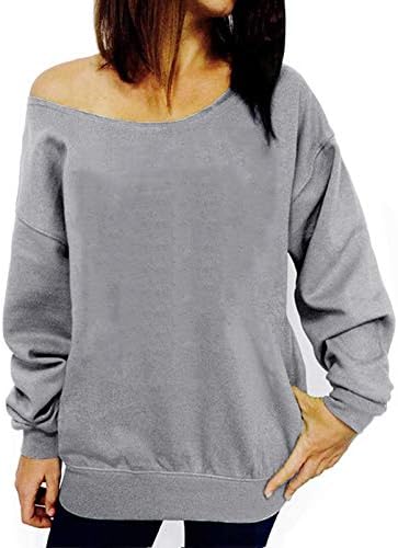 Lyxiof נשים מעל הכתף סווטשירט סוודר חולצות שרוול ארוך חולצות סוודר