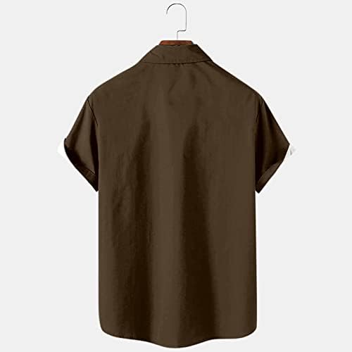 XXBR כפתור מזדמן לגברים, חולצות, שרוול קצר של שרוול קצר, חולצה להדפסה לגברים טלאים טלאים