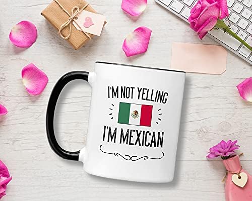 מתנות מקסיקניות קסיטיקה. לא צועק אני מקסיקני קרמיקה 11 עוז ספל קפה. רעיון הווה עבור גברים גאים לטיניים / נשים שמציעות את דגל מדינת מקסיקו.