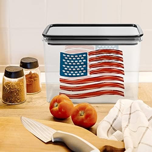 בייקון ארהב דגל אחסון מכולות ברור פלסטיק תיבת עם מכסים לשימוש חוזר פחי מטבח דגנים חטיפים יבש מזון ג ' לי שעועית