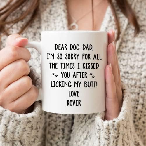 מצחיק מתנה עבור כלב אבא אישית מותאם אישית שם כלב אבא ספל אנחנו ליצור קשר עין בזמן שאני קקי ספל יום אב חג המולד קרמיקה קפה כוס