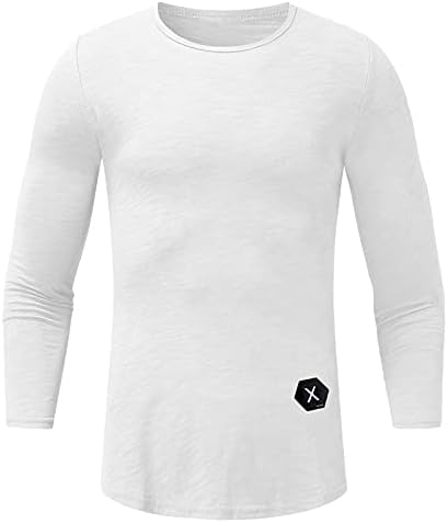 חולצות טריקו של שרוול ארוך של Beuu לגברים, סליית סליית כותנה אימון צוואר עגול אתלטיקה טי בסיסי טריק