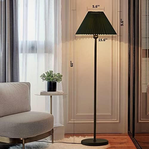 מנורת רצפת מוט שחור עיצוב פשוט מנורה גבוהה עם גוון ירוק כהה מנורה עומדת עם נורת לד לסלון וחדר מיטה