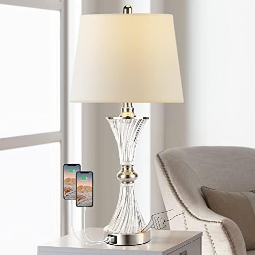 1 חבילה זכוכית מגע מנורת עבור שינה שידה עם 2 יציאות יו אס בי, 3-דרך ניתן לעמעום אחת מודרני שולחן מנורות לסלון,בזוי מנורה שליד המיטה עם אהיל