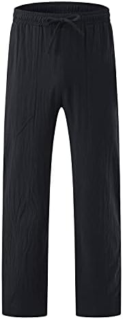 מכנסי קיץ של דיאגו גברים קלים משקל נינוח בכושר חוף מזדמן אופנה מסוגננת של מכנסי סעף ישר פיג'מה מכנסי פשתן כותנה