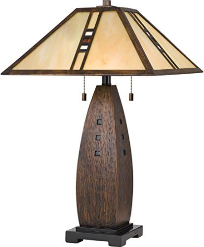 קוויזל טף3334טווה טיפאני מנורת שולחן תאורה, 2-אור, 150 ואט, אמיץ ברונזה