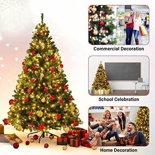 עץ אורן עץ חג המולד מלאכותי 6ft עם 700 טיפים לענף ומתכת מתכת מתקפלת חג חג המולד עץ מלא לבית, משרד, קישוט מסיבות - ירוק