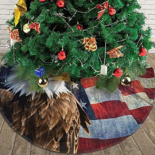 חצאית עץ חג המולד 36 אינץ 'נשר קירח דגל אמריקאי זיקוקי דגל חג המולד חצאית עץ