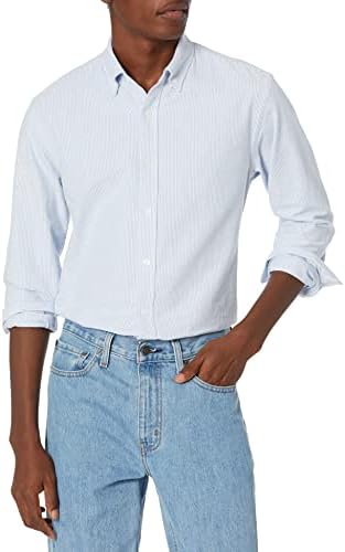 חולצת אוקספורד עם שרוול ארוך בכושר רגיל לגברים של אמזון יסודות
