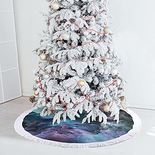 שטח ענן גלקסי מדהים עץ חג המולד עץ חג המולד חצאית עץ עץ עץ עם גדילים לקישוט חג המולד של מסיבת חג 48 x48