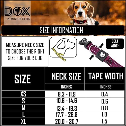 צווארון כלבים של Ddoxx Nylon - רפלקטיבי ומתכוונן - לכלבים גדולים וקטנים - צווארון לכלבים, חתולים וגורים - צווארוני כלבים רחבים גדולים/צווארוני חתולים/צווארוני גור - אביזרי כלבים - סגול, m