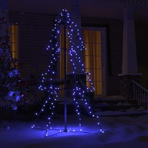 עץ חרוט חג המולד, עיצוב חג המולד בחוץ, קישוטים לחג המולד של מרפסת קדמית, עץ חג המולד DIY, עם כבל הארכה של 16 רגל, 160 נוריות LED מקורות וחוץ 30.7 x47.2