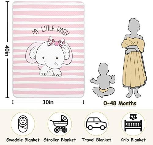 קטאקו פילים חמודים פסים שמיכה לתינוקות לבנים בנות כותנה מיטת שמיכה של כותנה זורקים שמיכת תינוק רכה וחמה רכה עבור עגלת עריסה 30 x 40