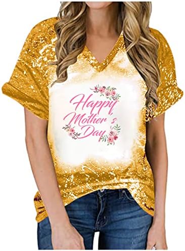חולצת טריקו של יום האם שמח נשים פרחוניות אימא מכתבי הדפסת מכתב