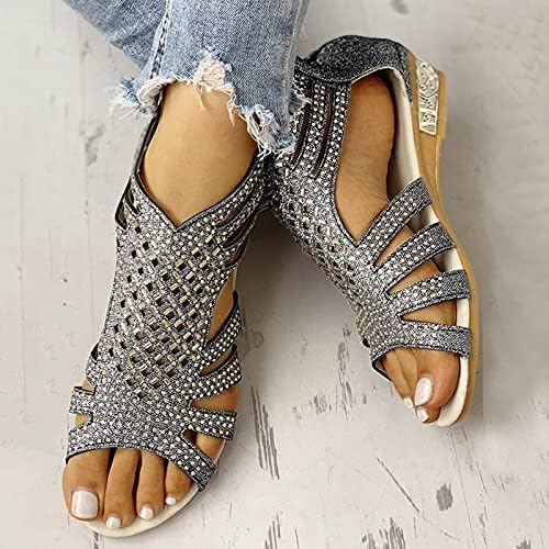 סנדלים רומאים של גואנגיואן נשים רחבות וינטג 'חוף סיבתיות נעליים סיבתיות עם כרית נוחה נעלי בית הליכה חיצוניות