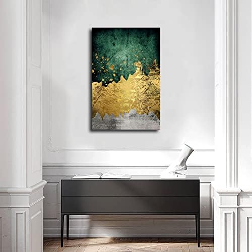 תקציר זהב ירוק אמרלד פוסטר מודרני ואמנות קיר הדפסת תמונה מודרנית של עיצוב חדר שינה מודרני