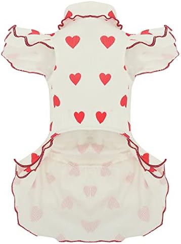 שמלת פרע כלבים חצאית תלבושת טוטו עם דפוס לב חמוד לכלבים בינוניים קטנים מסיבת יום הולדת לחג חג המולד