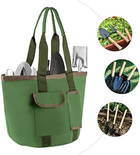 תיק כלים לגינה של דלי ירוק שקית 5 דלי ליטר עם כיסים בבד הוכחת מים, מארגן אחסון לגברים או נשים