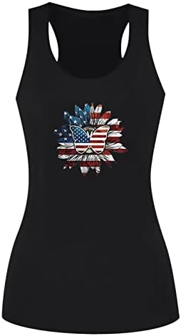 גופיות קיץ לנשים דגל אמריקאי דגל פטריוטי חולצות כוכבים 4 ביולי ופסים טריקו ללא שרוולים רוכב רופף רופף