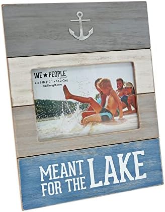 ביתן - מיועד לאגם - מסגרת תמונה עץ שטופה לבן אפור מרקם, עיצוב אגם, עוגן, ספירה 1, 7.75 x 10