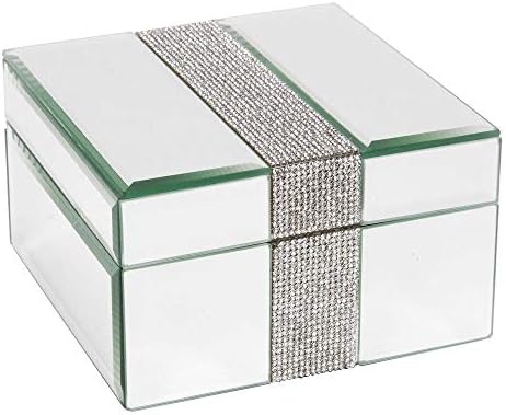 קופסת תכשיטים מזכוכית מראה זכוכית עם פס דיאמנטה