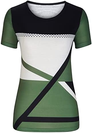 נשים אופנה צמרות גיאומטריה אסימטרית בסיסית אסימטרית בלוק בלוק שרוול קצר בתוספת גודל צוואר קרב חולצות חולצות רופפות