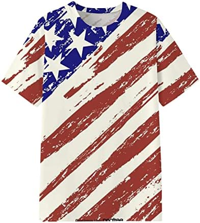 2023 יום העצמאות קיץ עליון אופנה שרוול קצר דגל אמריקאי הדפס טיס חולצה חולצת חולצה 4 ביולי סוודר חולצה