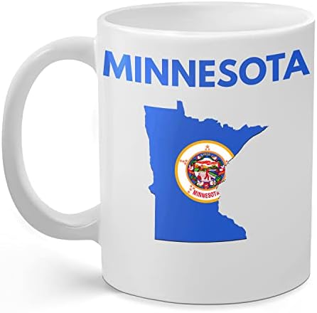 פאלם סיטי מוצרים מינסוטה מדינת צורת-11 עוז קרמיקה קפה ספל עם מינסוטה מדינת דגל / מתנה גדולה עבור תושבי מינסוטה
